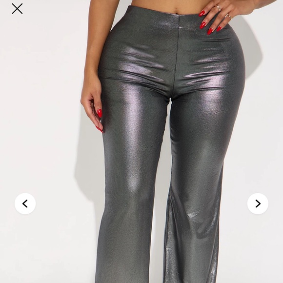 Show Stopper Metallic Wide Leg Pant 31″ - Silver - Picture 2 of 3